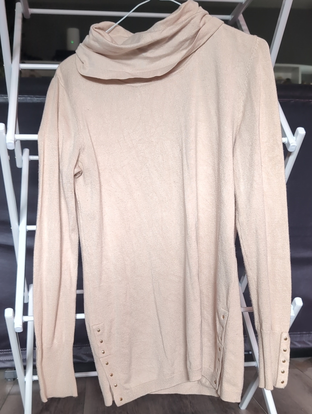 Women’s Cream Cowl Neck Sweater - Classic Long Sleeve